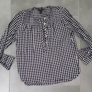 J. Crew Black and Navy Gingham Blouse